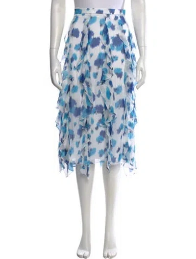 Pre-owned Carolina Herrera Printed Midi Length Skirt In Blue