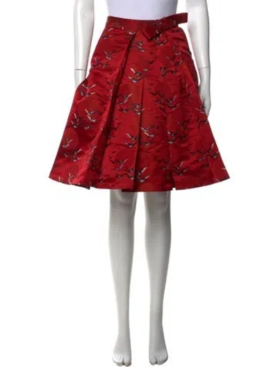 Pre-owned Carolina Herrera Printed Midi Length Skirt In Red