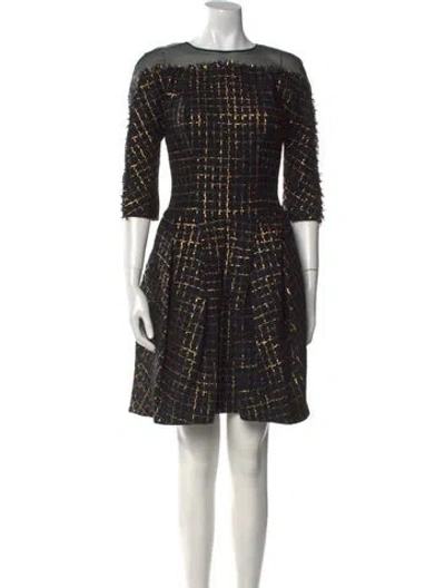 Pre-owned Carolina Herrera Printed Mini Dress In Black