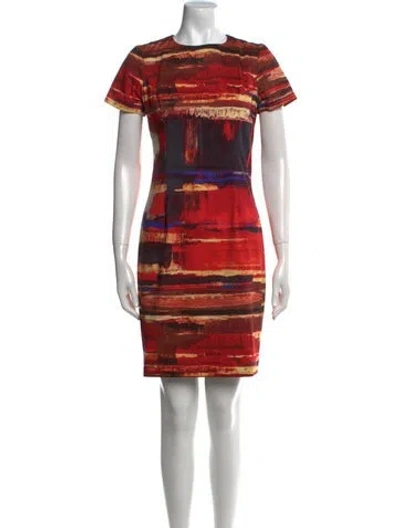 Pre-owned Carolina Herrera Printed Mini Dress In Red