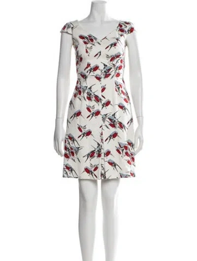 Pre-owned Carolina Herrera Printed Mini Dress In White