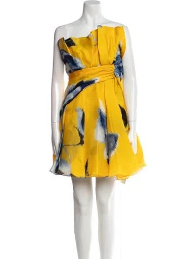 Pre-owned Carolina Herrera Printed Mini Dress In Yellow