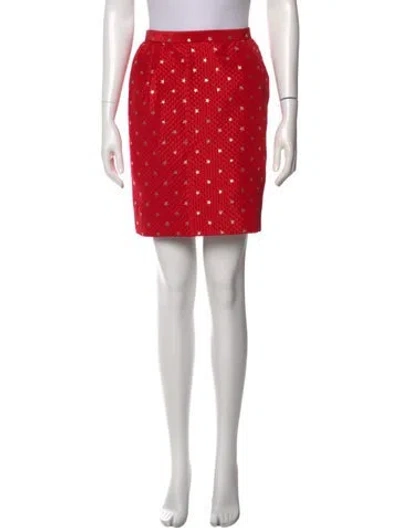 Pre-owned Carolina Herrera Printed Mini Skirt In Red