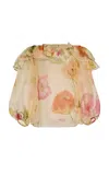 Carolina Herrera Printed Off-the-shoulder Crepe Organza Top In Multi