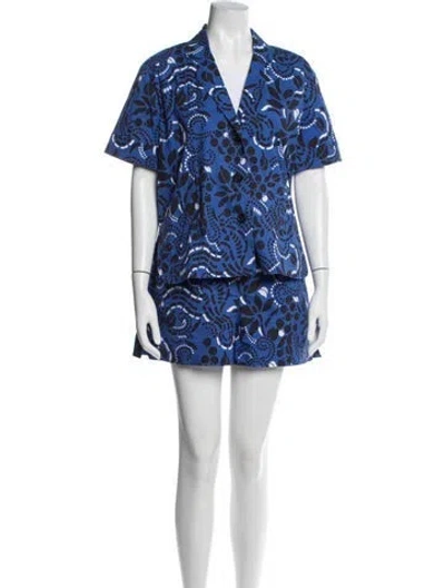Pre-owned Carolina Herrera Printed Pant Set In Blue