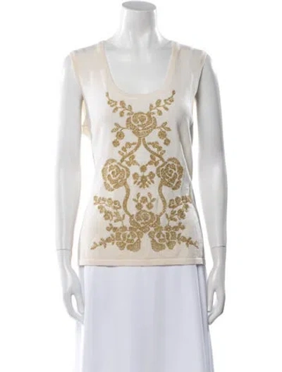 Pre-owned Carolina Herrera Printed Scoop Neck Sweater In Neutral