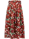 Carolina Herrera Multicolor High Waist Skirt In Red