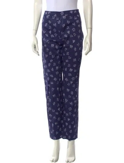 Pre-owned Carolina Herrera Printed Straight Leg Pants In Blue