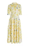 Carolina Herrera Printed Stretch-cotton Midi Shirt Dress In Yellow