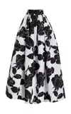 Carolina Herrera Printed Taffeta Maxi Ball Skirt In Black,white