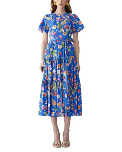 Carolina Herrera Printed Tiered Midi Dress In Blue