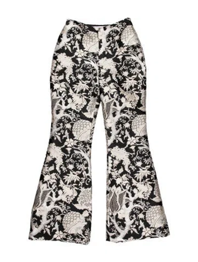 Pre-owned Carolina Herrera Printed Wide Leg Pants In Black