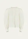 Carolina Herrera Puff Sleeve Button-front Top In White