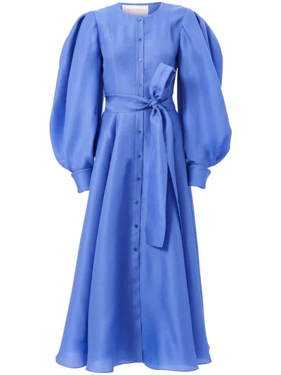 Carolina Herrera Puff-sleeve Shirt Dress In Blue