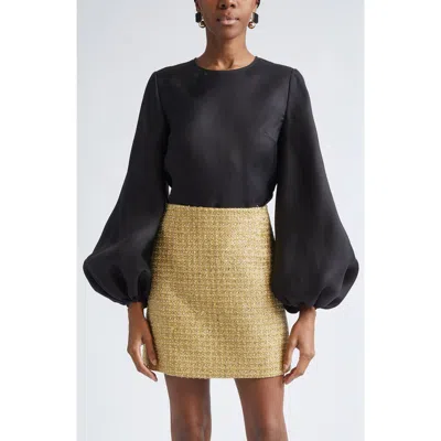 Carolina Herrera Puff Sleeve Silk Gazar Top In Black