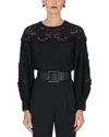 Carolina Herrera Embroidered Puff-sleeve Top With Lace Panels