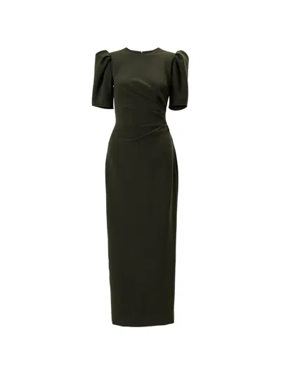 Carolina Herrera Puff-sleeve Draped Maxi Dress In Green