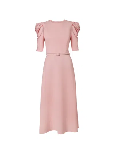 Carolina Herrera Belted Crepe Midi Dress In Pink