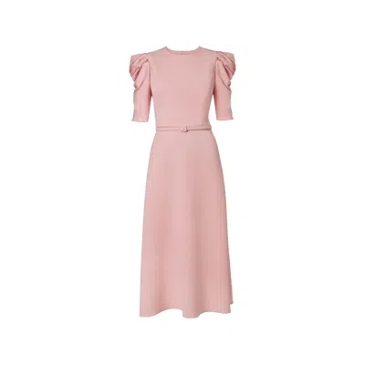 Carolina Herrera Puff-sleeve Midi Dress In Pink