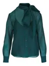 Carolina Herrera Pussy-bow Button-up Shirt In Green