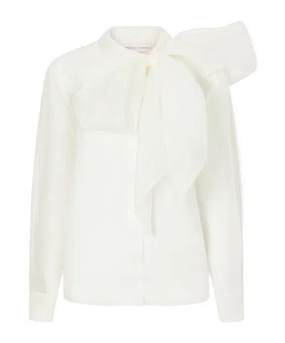 Carolina Herrera Pussy-bow Silk-organza Blouse In White