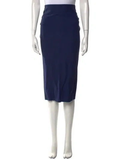 Pre-owned Carolina Herrera Raw-edge Trim Knee-length Skirt In Blue