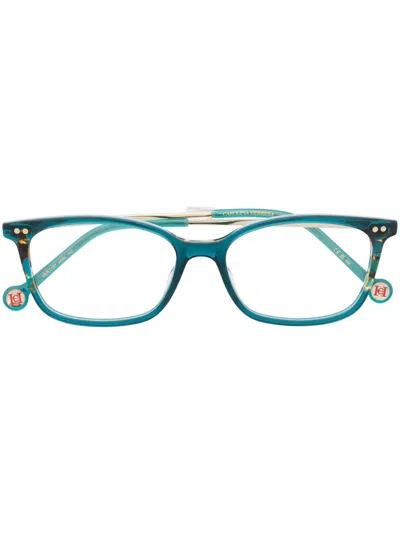 Carolina Herrera Rectangle-frame Tortoiseshell-detail Glasses In Blue