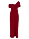 Carolina Herrera Off-shoulder Floor-length Draped Dress In Red