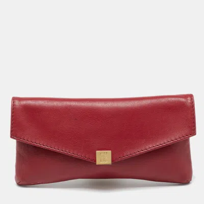 Pre-owned Carolina Herrera Red Leather Envelope Clutch