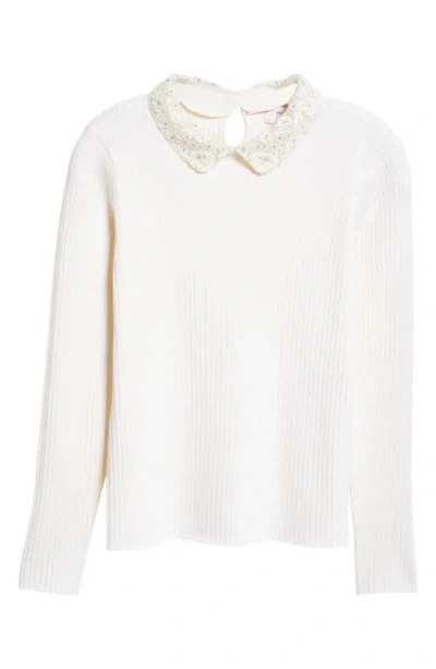 CAROLINA HERRERA CAROLINA HERRERA REMOVABLE EMBELLISHED COLLAR WOOL RIB SWEATER