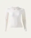 Carolina Herrera Removable Lace Collar Long-sleeve Rib Sweater In Ivory
