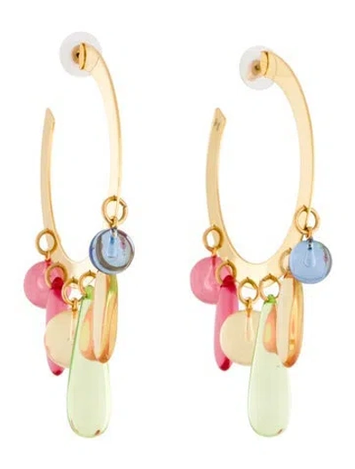 Pre-owned Carolina Herrera Resin Bead Hoop Earrings In Multi