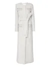Carolina Herrera Rhinestone Tweed Coat In White