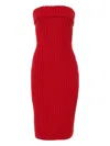 Carolina Herrera Ribbed-knit Midi Dress In Red