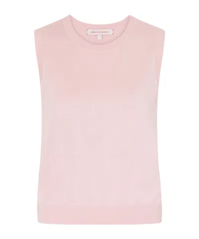 Carolina Herrera Ribbed Silk And Cotton-blend Vest In Pink