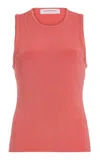 Carolina Herrera Ribbed Stretch-knit Top In Red