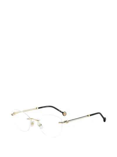 Carolina Herrera Rimless Cat-eye Glasses In Gold