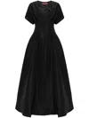 Carolina Herrera Rolled-sleeves Button-front Gown In Black