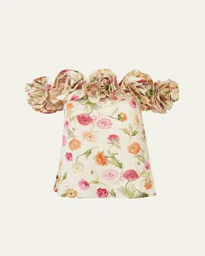 Carolina Herrera Rose Off-the-shoulder Floral Cotton Top In Multi