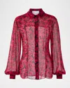 Carolina Herrera Rose-print Classic Button-down Blouse In Herrera Red Mul