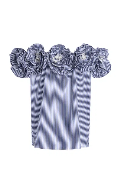 CAROLINA HERRERA RUFFLED COTTON OFF-THE-SHOULDER TOP