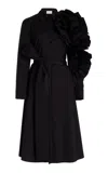 Carolina Herrera Rosette-detailed Cotton Poplin Midi Shirt Dress In Black