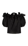 Carolina Herrera Rosette Off-shoulder Top In Black