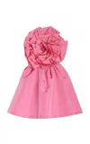 Carolina Herrera Flower Strapless Mini Dress In Pink