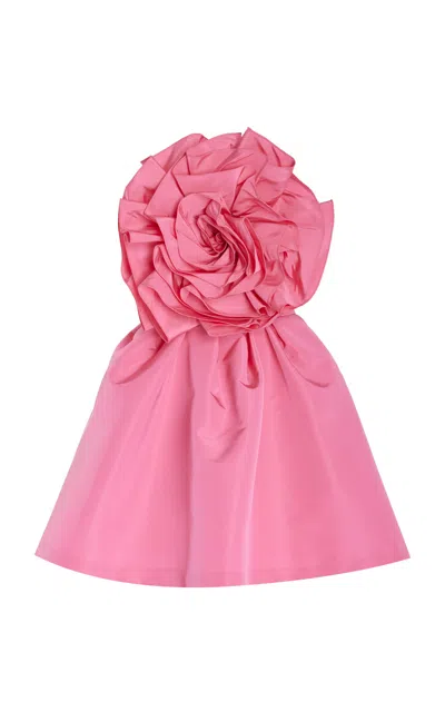 CAROLINA HERRERA ROSETTE-DETAILED SILK FAILLE MINI DRESS