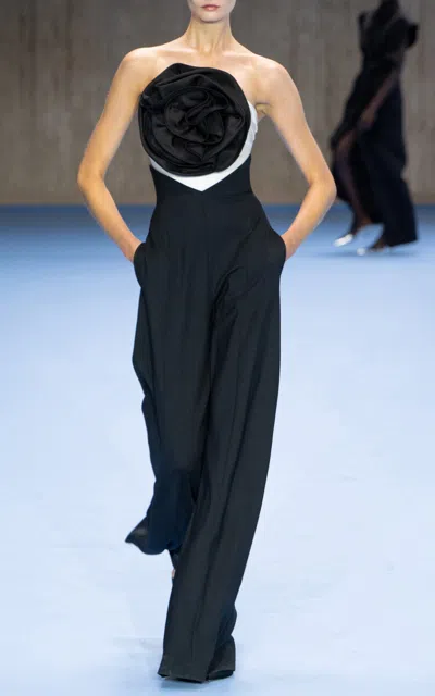 Carolina Herrera Rosette-detailed Silk Top In Black