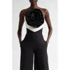 Carolina Herrera Rosette Strapless Silk Top In Black