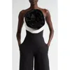 Carolina Herrera Rose Strapless Top In Black/white