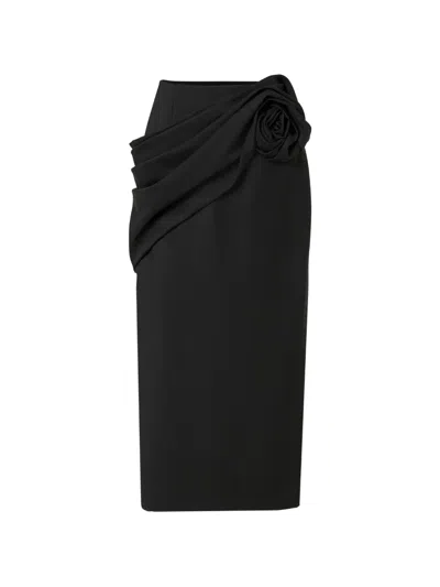 Carolina Herrera 로제트 디테일 드레이프 미디 스커트 In Multi