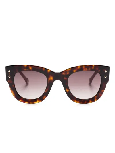 Carolina Herrera Round-frame Sunglasses In Brown